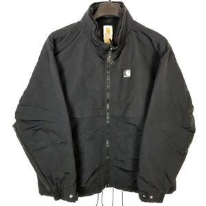 Carhartt Men Nylon Work Jacket Size 2XL Winddefender Hidden Hood Black